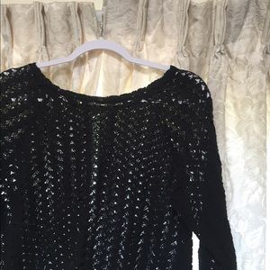 Black lace dolman sleeve top